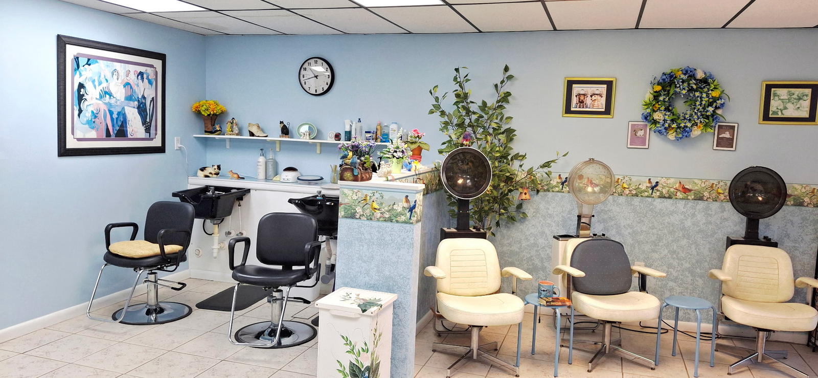 Inside Candlewick Lane Beauty & Barber Shop, hair washing station and perm station